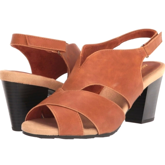 Easy Street Woman's Annette Block Heel Heeled Sandalia Size 8.5 M Brown - Picture 1 of 9